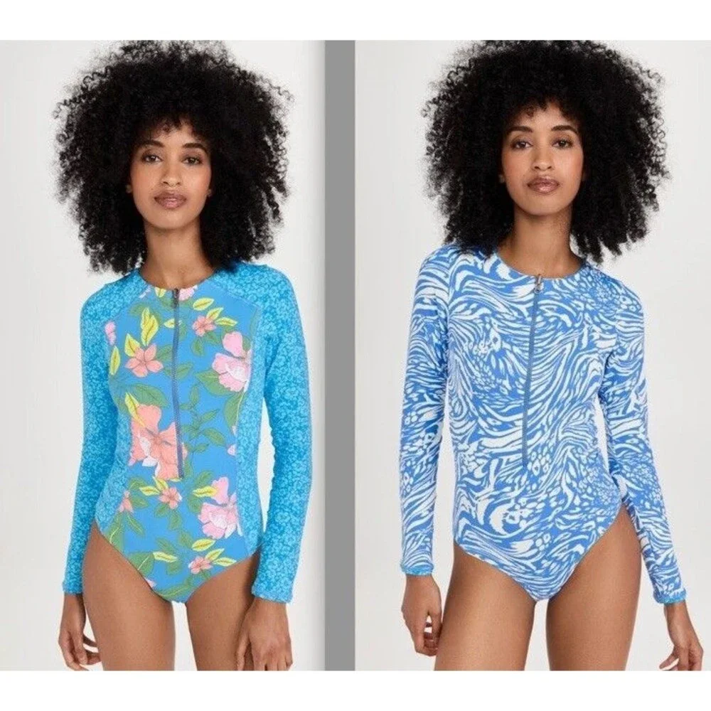 MAAJI BLUE PANSY TRITON SURF ONE PIECE Reversible Womens Swimwear Size XS